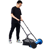 14-Inch 5-Blade Push Reel Lawn Mower with Grass Catcher, BLUE COLOR 85771439