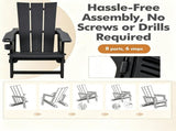Black Weatherproof HDPE Outdoor Adirondack Chair, 330LBS Capacity Ergonomic Patio Lounge Chair with 49748678