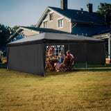 ZNTS 3 x 6m Four Windows Practical Waterproof Folding Tent Black 99009729