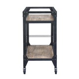 Rustic Oak and Charcoal 2-shelf Serving Cart B062P184580