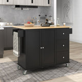 Rolling Mobile Kitchen Island with Solid Wood Top Locking Wheels,52.7 Inch Width,Storage Cabinet WF287035AAB