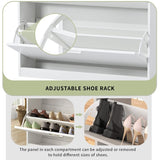 ON-TREND Slim Entryway Organizer with 2 Flip Drawers, Tempered Glass Top Shoe WF303589AAK