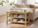 Natural Rubberwood 3-Tier Shoe Rack Bench 24" 485LBS Capacity Entryway Storage Bench 81468557