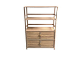 Tall Storage Cabinet with Open Shelving, 35.00" W x 16.73" D x 68.11" H, Freestanding Wood-Grain W3895P551342