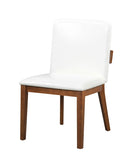 Modern Walnut-Finish Wood & White Glossy PU Leather Upholstered Dining Chairs Set of 2 N842P299016H