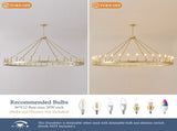 63.8 INCH 36-Light Extra Large Wagon Wheel Chandelier, Gold Farmhouse Round Wheel Chandelier Light W5008P543830