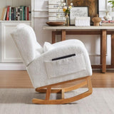 27.2"W Modern Accent High Backrest Living Room Lounge Arm Rocking Chair, Two Side Pocket W834P178233