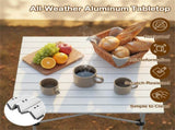 Silver 28" Foldable Camping Table with Aluminum Top, 150 lbs Capacity Portable Picnic Table with 59291166