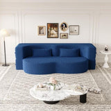 Modern Floor Sofa with 2 Pillows,Convertible Teddy Fabric Foam-Filled Sleeper Sofa Bed,15" Full Size W1885P272263