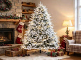 6ft Flocked Christmas Tree Hinged Design 2015 Tips 260 Warm White LEDs 39412533