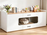 Large Litter Box Enclosure Furniture with Storage Drawers & Built-In Scratching Board, Hidden 92037277