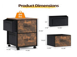 Wood Filing Cabinet with Wheels, Weathered Wood Fluted, Iron Clad Wood, Melamine Faced, 2 Small 10635827