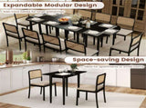 45" Extendable Dining Table Set, 2 Half-Round Tables Convertible to Oval for 4-6 People Black 18447026