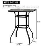 ZNTS Wrought Iron Glass High Bar Table Patio Bar Table Black 70228562