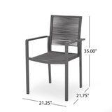 Outdoor Modern Aluminum Dining Chair with Rope Seat , Gray and Dark Gray 70660.00DGRY