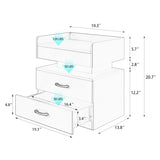 1 Set Nightstand with Adjustable LED Strip Light, 2-drawers, Large Storage Space, Suitable for W368P239007