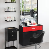 15% E0 chipboard linen top 1 drawer 1 door with mirror Salon cabinet black and redSame code 96936352