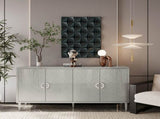 Stylish and Functional 4-Door Storage Cabinet with Pine Legs and MDF, for Living Room Bedroom,and W757P144373