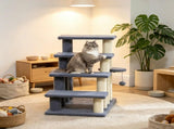 Gray 4-Tier Cat Climbing Steps with Scratching Posts, for High Bed & Sofa Bedroom/Living Room 56118925