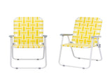 2pcs Steel Tube PP Webbing Bearing 120kg Folding Beach Chair Yellow & White 37452050