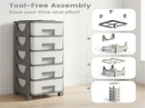 5-Drawer PP Storage Cabinet Vertical Slim Organizer for Bedroom Bathroom Office 70527350