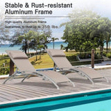 Outdoor Chaise Lounge Set of 2 Patio Recliner Chairs with Adjustable Backrest and Removable Pillow W1859109832