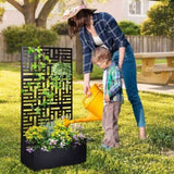Metal Garden Bed with Trellis, 70 Inch Height Metal Planter Box with Trellis, Garden Box for 60517472