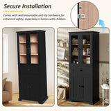 67.57" Tall Bathroom Storage Cabinet with Tempered Glass Doors, Adjustable Shelves & Drawer Modern N729P310006B