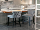 Furniture,Contemporary Velvet Upholstered Wing-Back Barstools with Button Tufted Decoration and 56021290