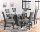 ZNTS 2pc Contemporary Glam Upholstered Dining Side Chair Padded Plush Gray Fabric Upholstery Rich Black B011P151400