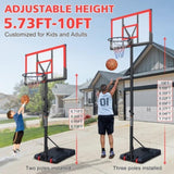 Basketball Hoop 5.73-10FT Height Adjustable Portable Basketball Goal for Indoor Outdoor Basketball W2031P268958