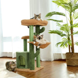 ZNTS Cactus Cat Tree Cat Tower with Sisal Covered Scratching Post, Cozy Condo, Plush Perches and Fluffy 93247813