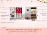 White Dual-Sided Kids Play Kitchen with Water Dispenser and Range Hood for 3 Years Old 57436344