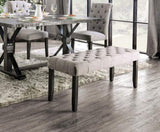 Classic Light Gray Color 1PC BENCH Button Tufted Linen Like Fabric Solid wood Chair Upholstered Seat B011104805