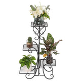 ZNTS 4 Potted Square Flower Metal Shelves Plant Pot Stand Decoration for Indoor Outdoor Garden Black 34517195