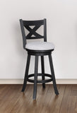 2pc Swivel Pub Stools Counter Height 24" Chair Fabric Upholstered Seat Footrest Wooden Dining Room B011P262368