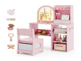 2-in-1 Kids Vanity & Writing Desk Set - LED Lighted Shatterproof Mirror , Pink 29083639