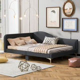 Full Size Upholstered Daybed with Headboard and Armrest, Support Legs, Grey WF318303AAE