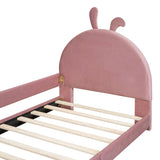 Twin Size Upholstered Daybed with Rabbit Ear Shaped Headboard, Pink WF308907AAH