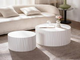 Nesting Coffee Table Set of 2 Round Wooden Coffee Tables Circle Modern Table for Living Room Bedroom W3081P315304