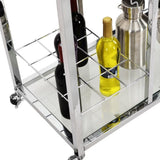 ZNTS Contemporary Chrome Bar Serving Cart Silver Modern Glass Metal Frame Wine Storage 43465421