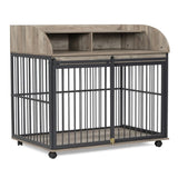 GO 44'' Heavy Duty Large Dog Furniture for Large Medium Dog with Lockable Wheels, Wooden Dog WF323360AAE