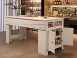 U_Style-CA 3-in-1 Sideboard with Foldable Tabletop, Marble Grain Top, 2-Door Storage Cabinet, N711P427079K