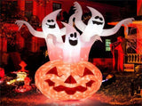 6ft Halloween Inflatable Ghost & Pumpkin Decoration - Colorful Rotating Flame Light, 190T Waterproof 31184295