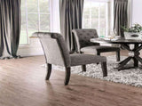 Classic Antique Black / Gray Set of 2 Side Chairs Button Tufted Linen Like Fabric Solid wood Chair B011104801
