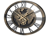 Brown Gear Wall Clock with World Map, 27" Large Non-Ticking Quartz Movement Decorative Home Clock 53413647