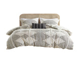 King/Cal King 4 Piece Printed Duvet Cover Set with Throw Pillow B035P148372