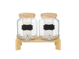 2 Pack 1 Gallon Beverage Dispenser, Glass Drink Dispenser with Wood Stand for Parties 80389657