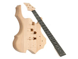 DIY 4 String Flame Shaped Style Electric Bass Guitar Kits with Mahogany Body, Maple Neck and 31080404
