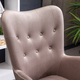 Doarnin Contemporary Silky Velvet Tufted Button Back Accent Chair, Chocolate T2574P164267